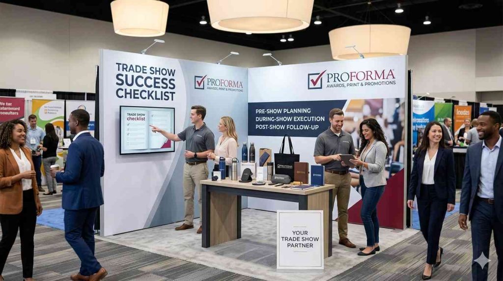 trade show marketing booth with Proforma promotional products