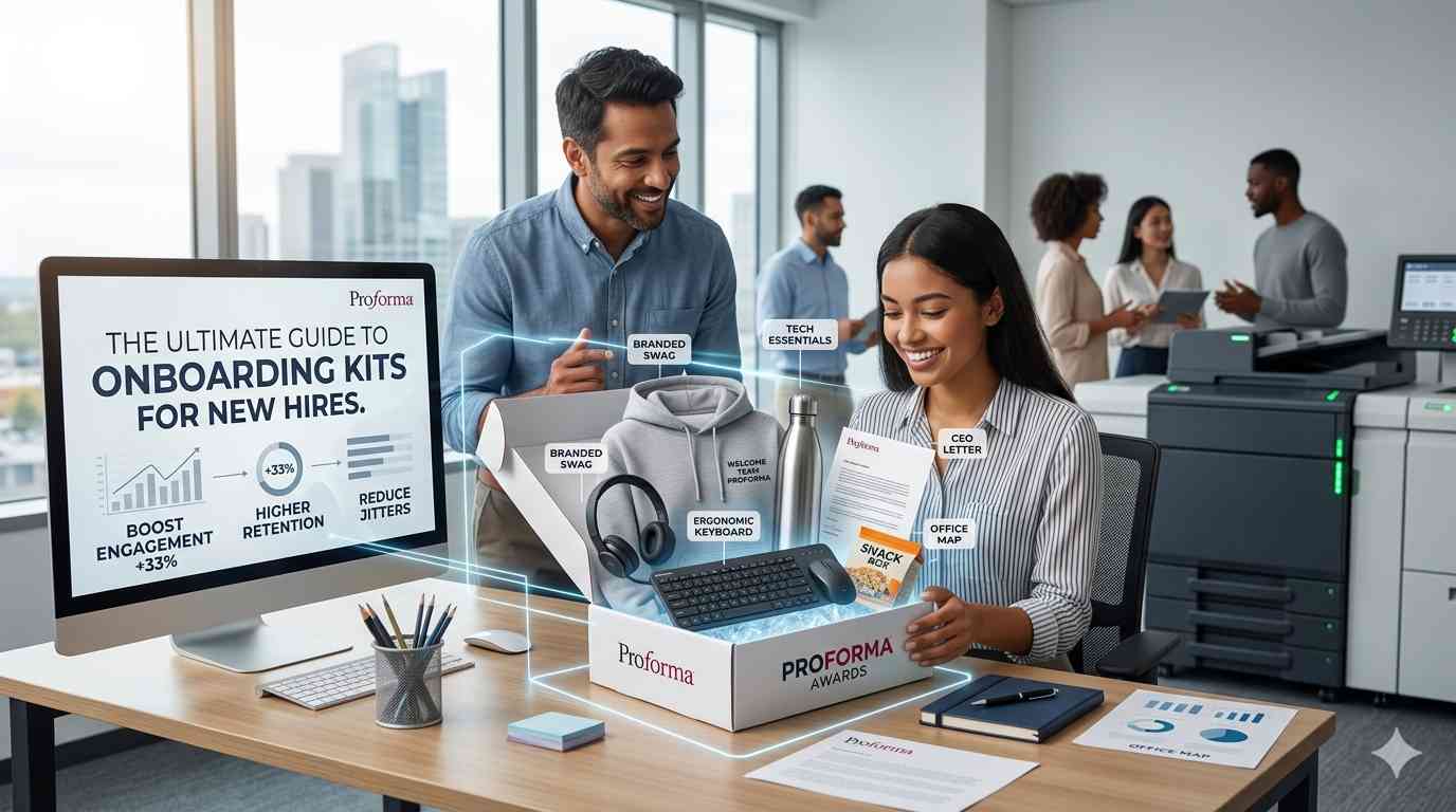 onboarding kits for new hires with branded swag from Proforma